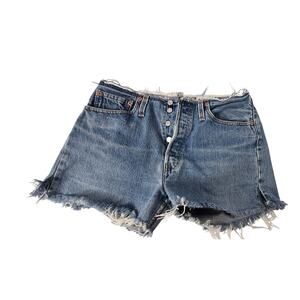 Vintage American Groove Double Cutoff Denim Shorts Womens 30 Button Fly Summer